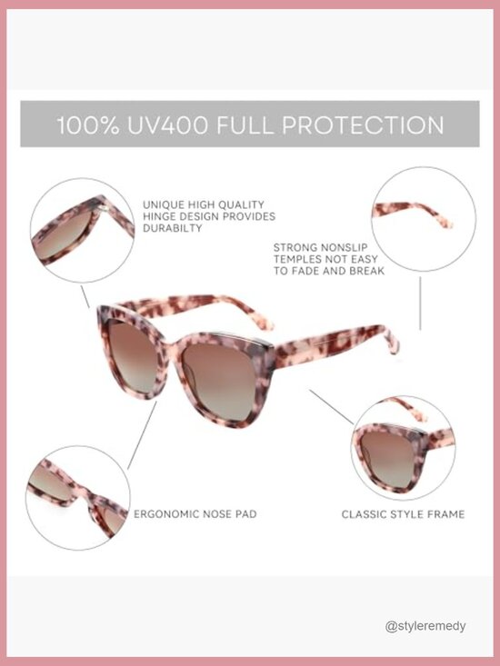 Polarized Cat Eye Sunglasses UV400 Protection Oversized Square main image 7